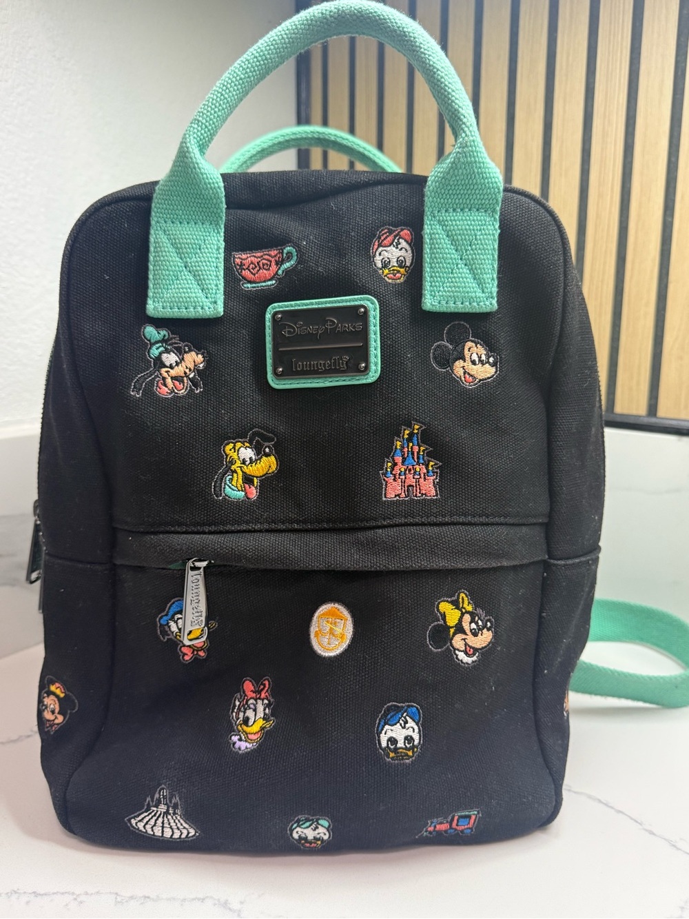 Disney Parks Loungefly Backpack with Mint Green Handles and Straps